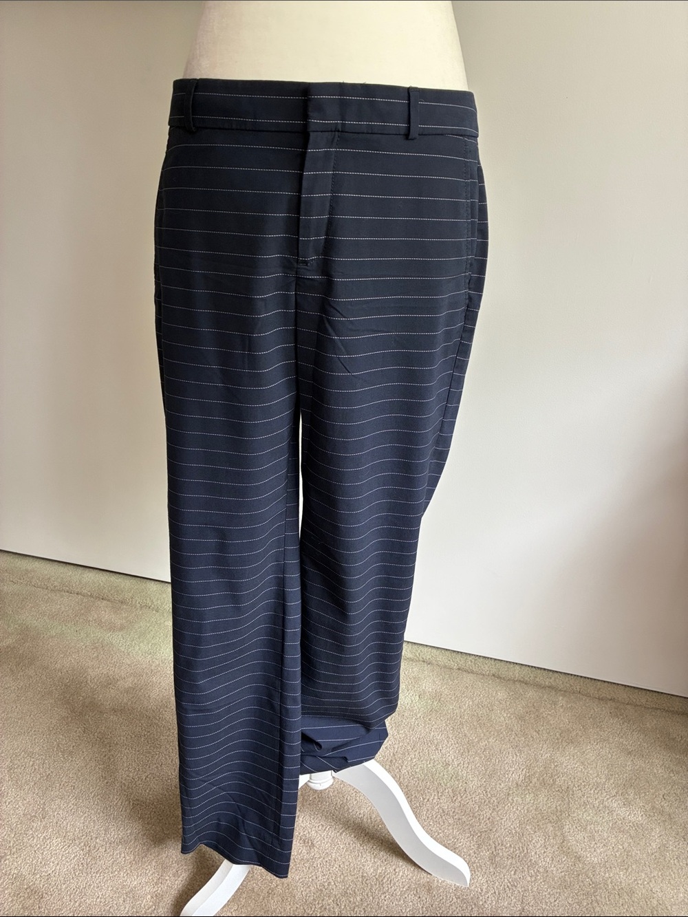 Banana Republic Navy Pinstripe Straight-Leg Pants